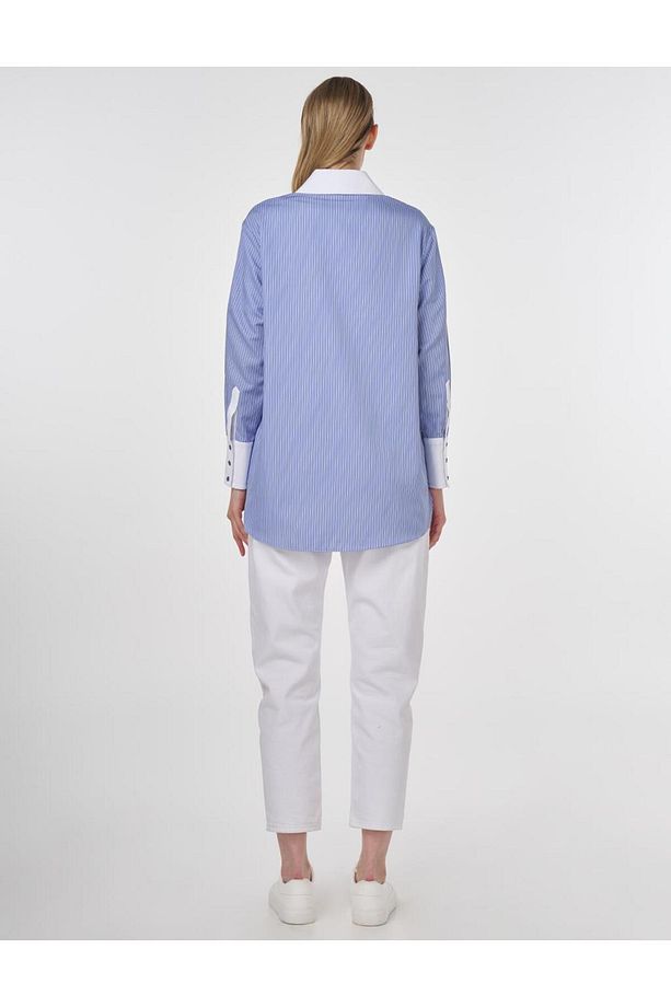 Geniş Manşetli Basic Tunik Havacı Mavi - 5