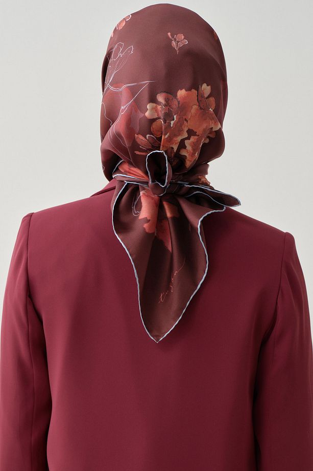 Süregan Twill İpek Eşarp - Bordo - 2
