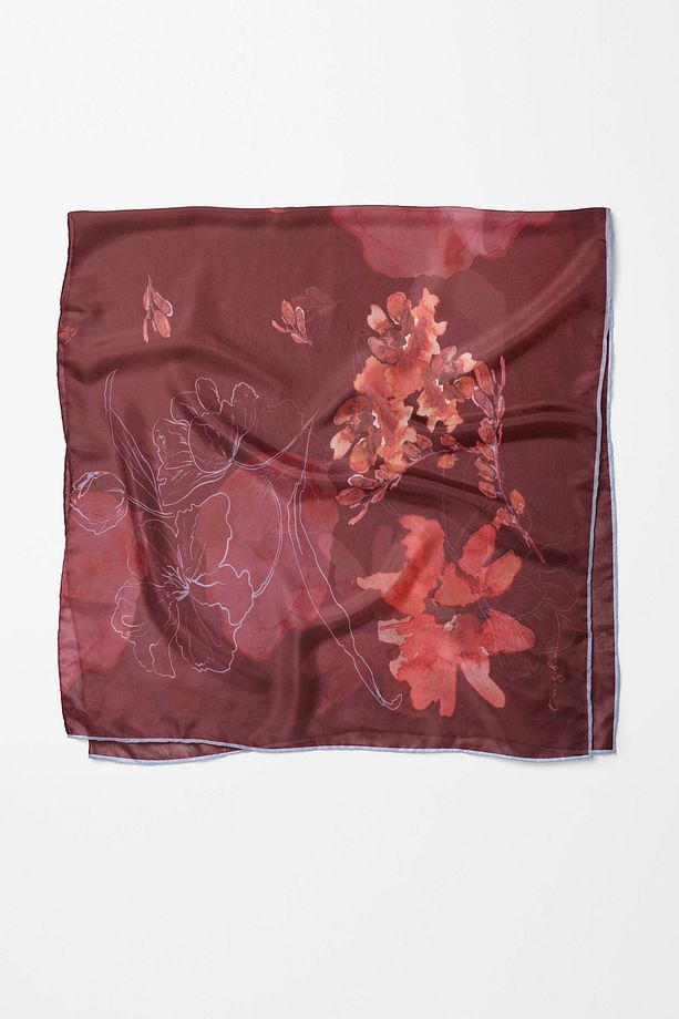 Süregan Twill İpek Eşarp - Bordo - 4