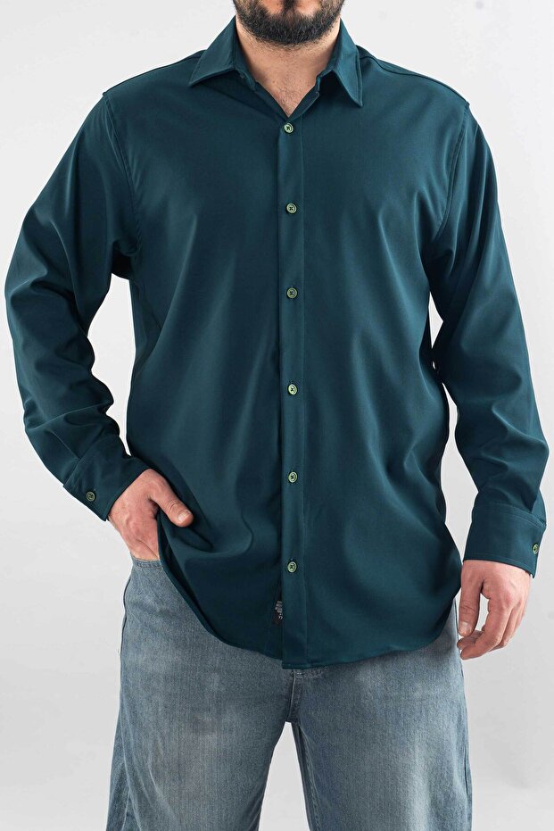 Men's Slim Fit Easy Ironing Sweat Absorbing Breathable Texture Four Seasons Oversize Classic Shirt