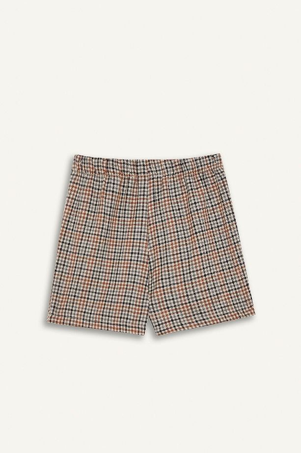 Kız Çocuk Beli Lastikli Ekose Pileli Twill Şort Etek C9652a824au - 3
