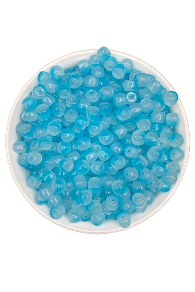 50Gr Glass Cylinder 9X6Mm Marbled Turquoise Beads for Jewelry, Hobby, Accessory Bead (50Gr, ~70Pcs)