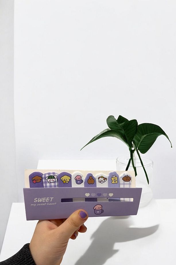 Sevimli Ayıcıklı Mor Mini Yapışkanlı Not Kağıdı Postit - 6