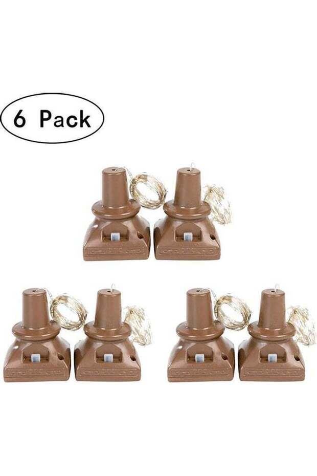 6-Piece Solar Powered Wine Light Set Gold