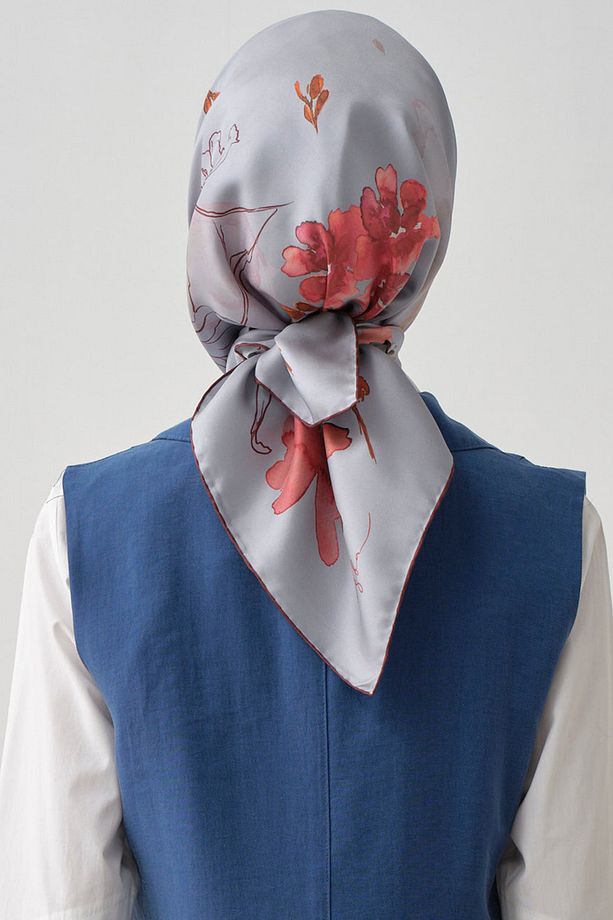 Süregan Twill İpek Eşarp - İndigo - 3