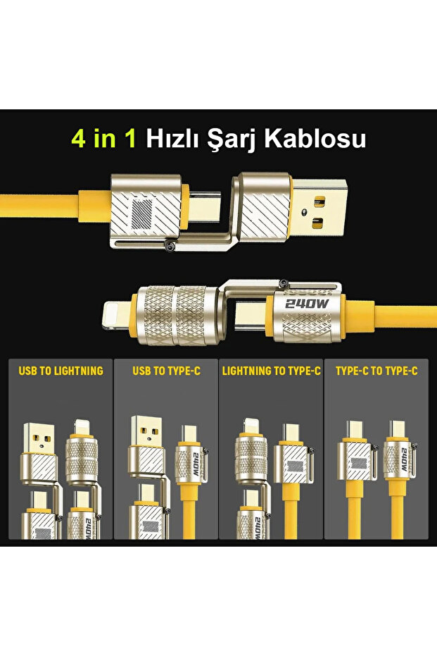 240w 4 In 1 Usb C - Lightning Pd Quickcharge 1,5 Mt Telefon Notebook Hızlı Şarj Kablosu Cdg-cnv88 - 3