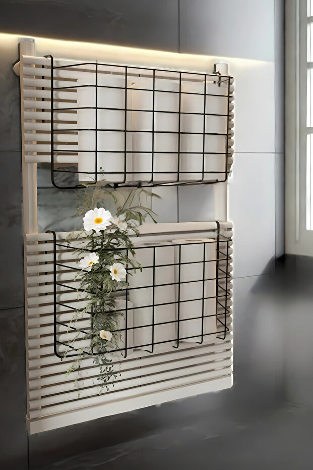 2 Pieces Hangable Towel Warmer Organizer Bathroom Towel Holder Drying Basket Toilet Paper Organizer
