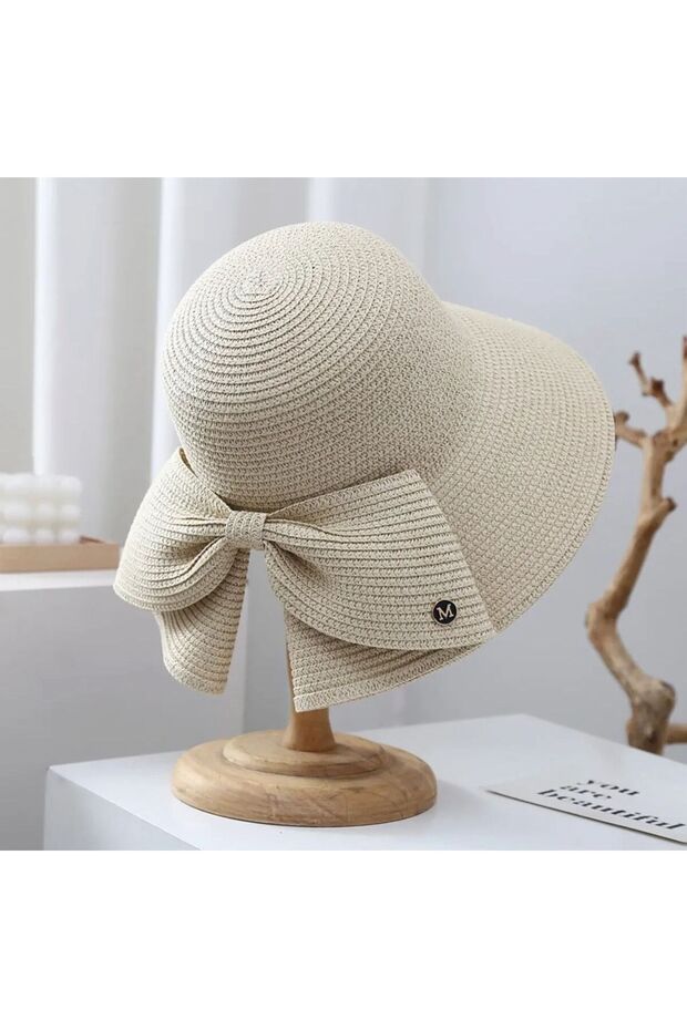 قبعة لوكس من القش مع فيونكة - 2