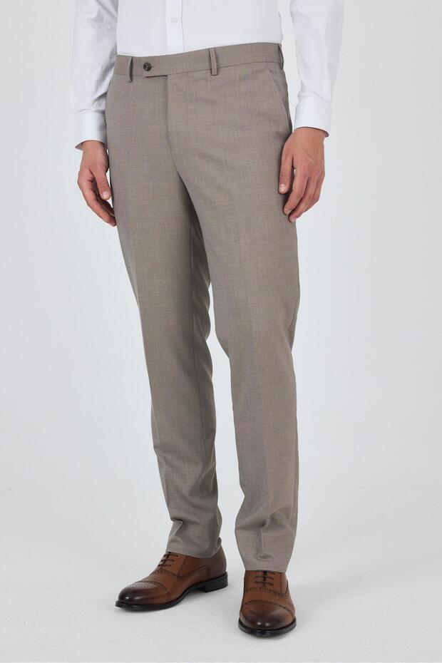 Men's Camel Flexible Comfort Fit Trousers with Side Pockets 1003250151