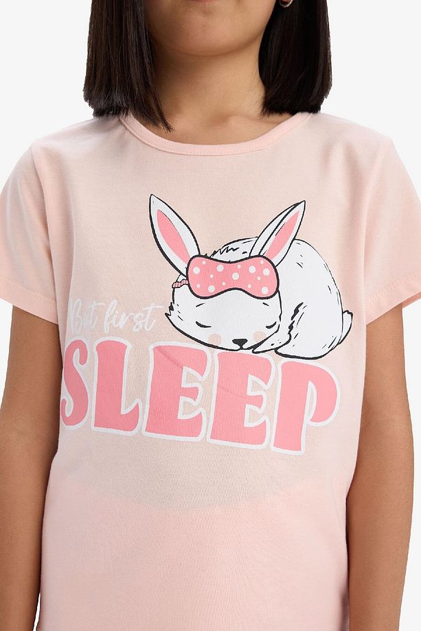 Kız Çocuk Pijama Takımı Baskılı Kısa Kollu Üst Esnek Belli Şort E6227a825hs - 7