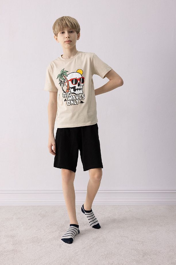 Erkek Çocuk Pijama Takımı Baskılı Kısa Kollu Üst Şort E0159A825SM - 1