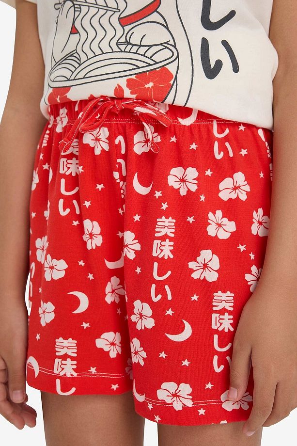 Kız Çocuk Pijama Takımı Baskılı Kısa Kollu Üst Desenli Şort E0530a825hs - 5