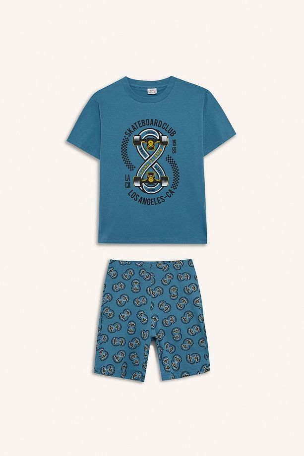 Erkek Çocuk Pijama Takımı Baskılı Kısa Kollu Üst Desenli Şort D9989a825sm - 8