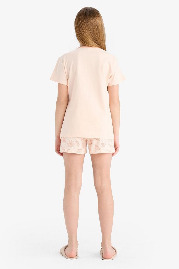 Kız Çocuk Pijama Takımı Baskılı Kısa Kollu Üst Desenli Şort E6234A825SM - 7