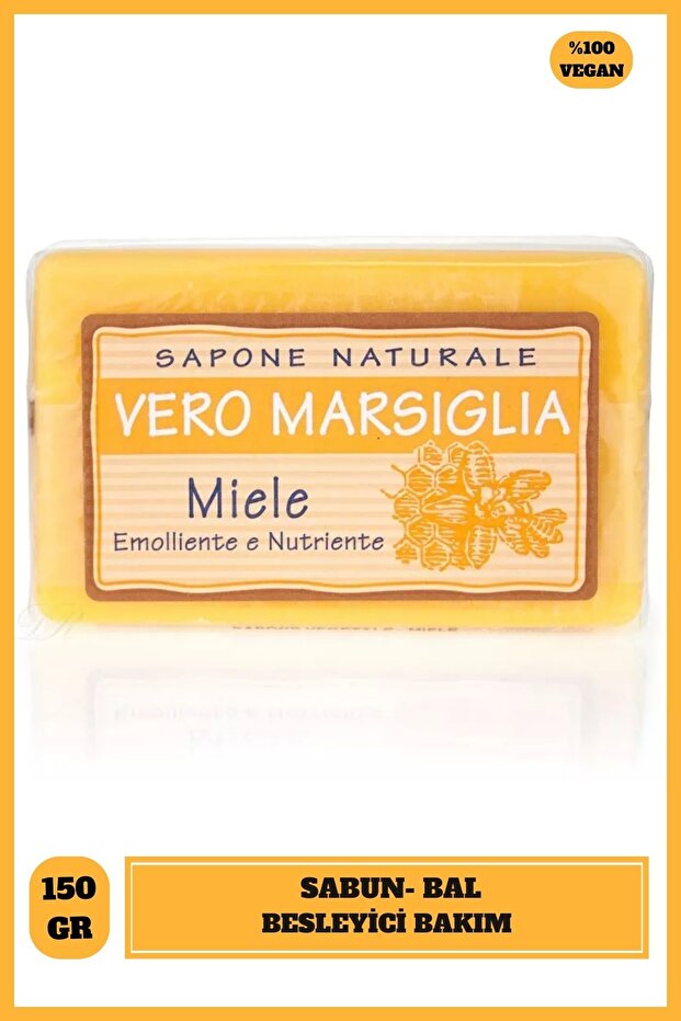 Vero Marsiglia Honey Bal Vegan Care Soap 150 Gr | Honey Extract | Vegan and Nutritious | Bath Soap