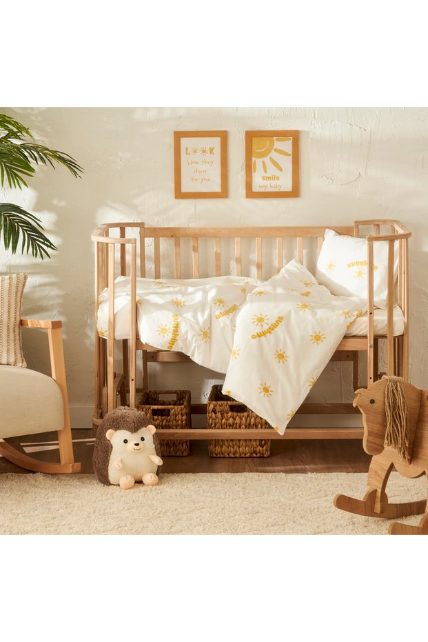 100% Cotton Hello Baby Duvet Cover Set Yellow (100X150 cm)