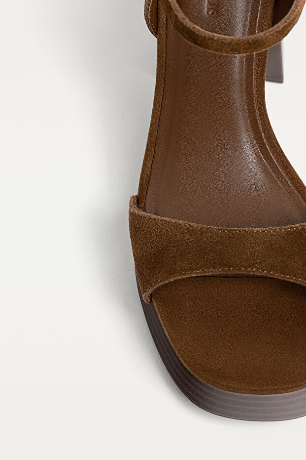 Platformlu süet sandalet - 5