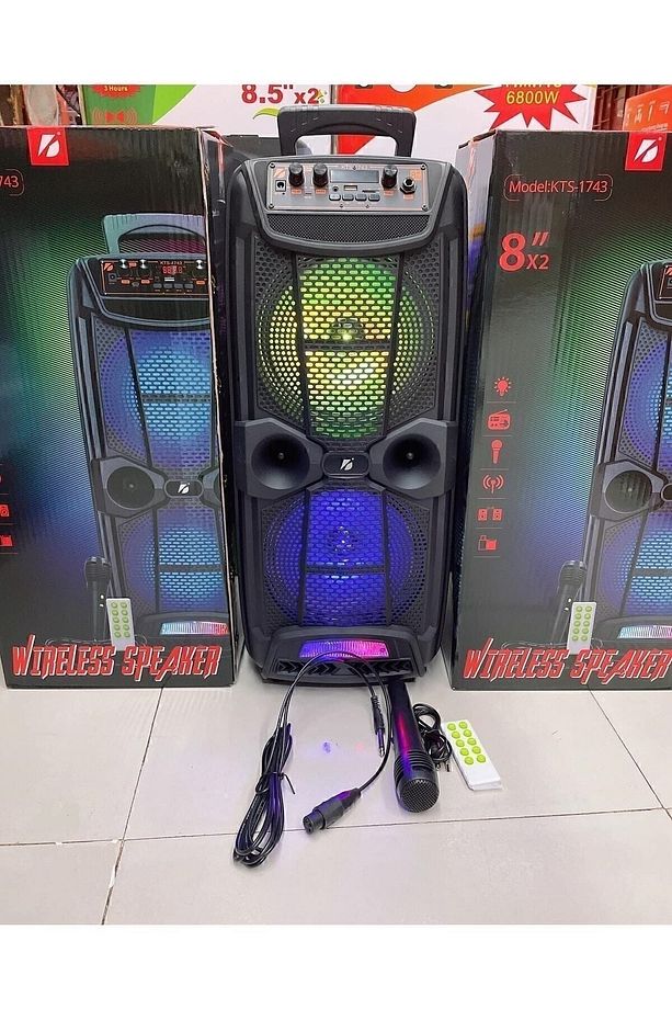 Mikrofonlu Bluetooth Hoparlör 8x2 Toplantı Parti Eğlence Led Işıklı Sd Kart Fm Usb Girişli Speaker - 1