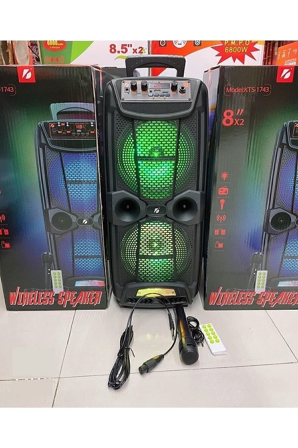 Mikrofonlu Bluetooth Hoparlör 8x2 Toplantı Parti Eğlence Led Işıklı Sd Kart Fm Usb Girişli Speaker - 5