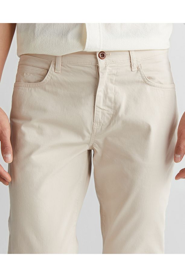 Erkek Bej Regular Fit Pantolon - 4