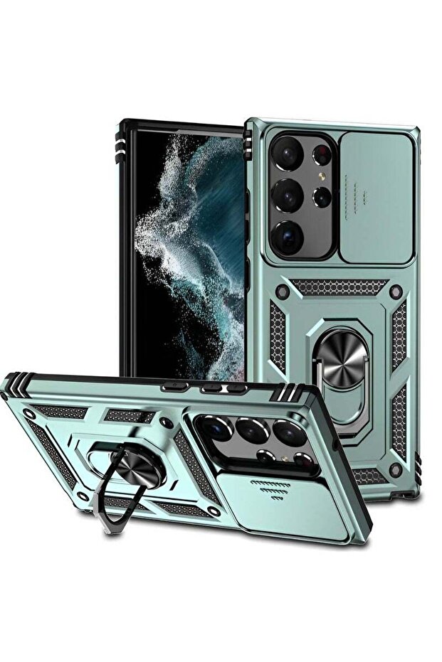 غلاف هاتف مع غطاء للكاميرا وحماية من السقوط وغطاء مريح لهاتف Galaxy S23 Ultra