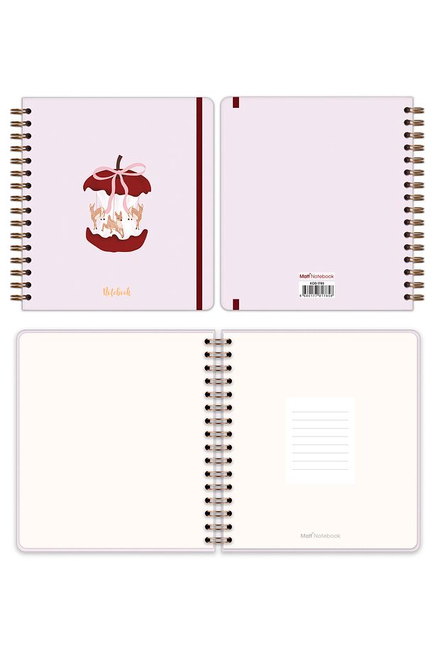 19x21 cm Kare Lastikli Spiralli Sert Kapak Not Defteri Çizgili - 7