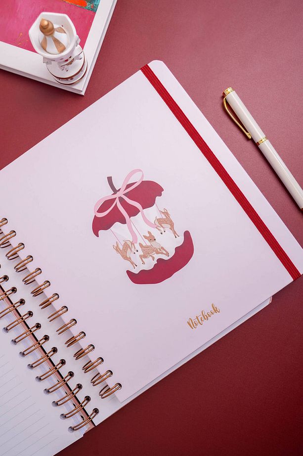19x21 cm Kare Lastikli Spiralli Sert Kapak Not Defteri Çizgili - 4