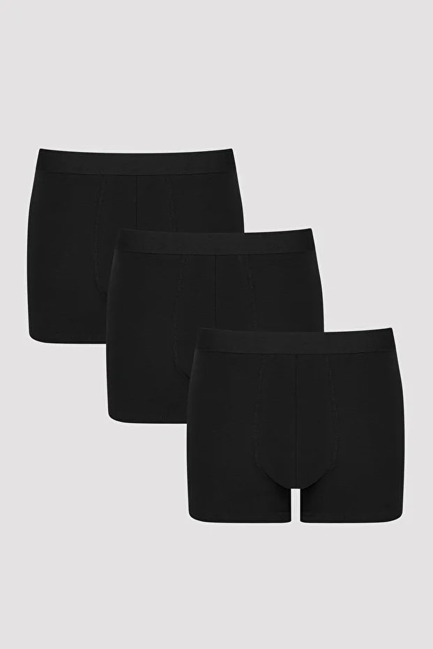 Erkek Basic Black 3'lü Boxer - 1