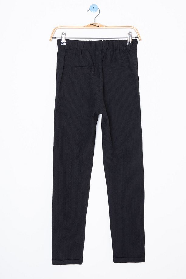 Siyah Beli Bağcıklı Duble Paça Erkek Çocuk Jogger Pantolon 20037 - 3