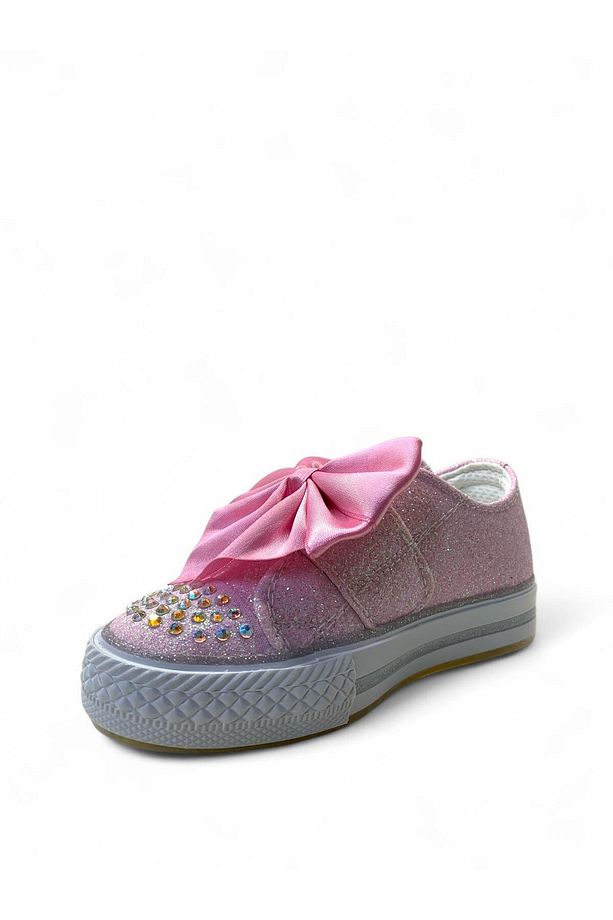 1210 Ortopedik Kız Çocuk Okul Öncesi Pembe Simli Kurdele Işıklı Sneaker - 3