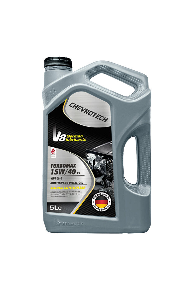 V8 Chevrotech Turbomax 15w-40 E7 Diesel Engine Oil 5l – Api Ci-4, German Technology