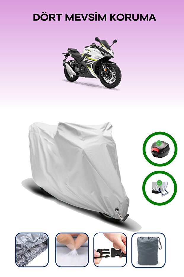 Gray (Rks R250) Motorcycle Tarpaulin, Rear Bag and Lock Compatible
