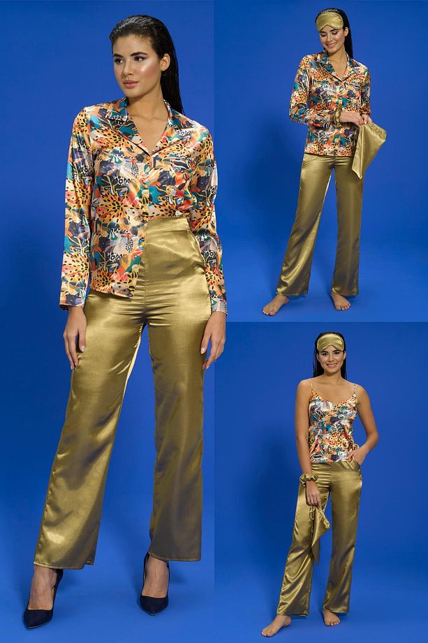 6'lı Desenli Yeşil Pijama Takımı - 2