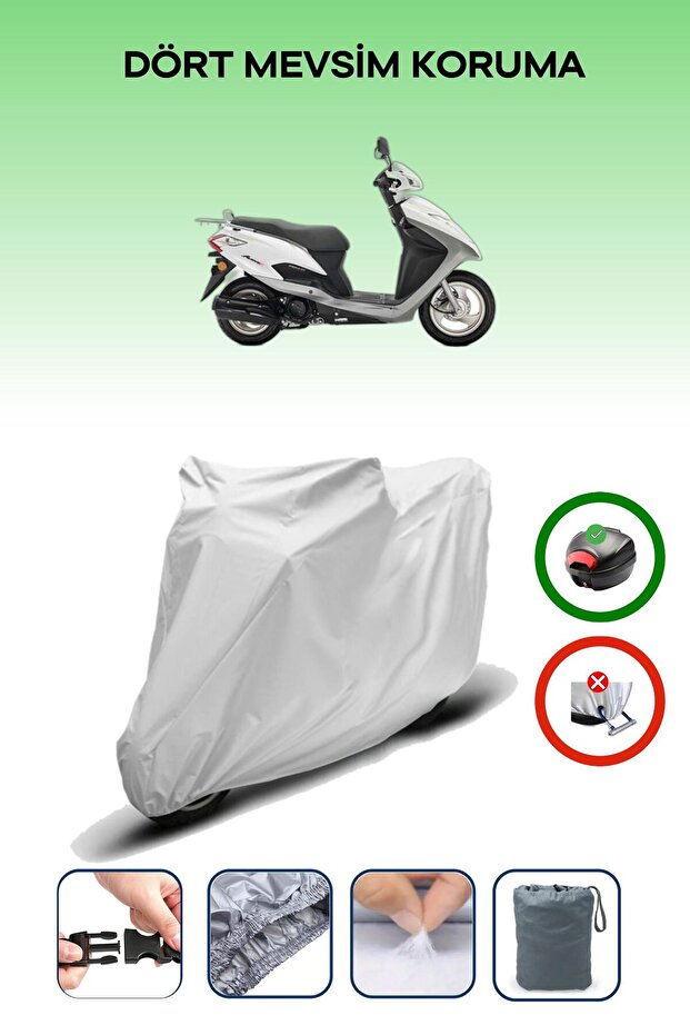 Gray -Honda Activa S- Motorcycle Tarpaulin, Rear Bag Compatible, Lock Incompatible