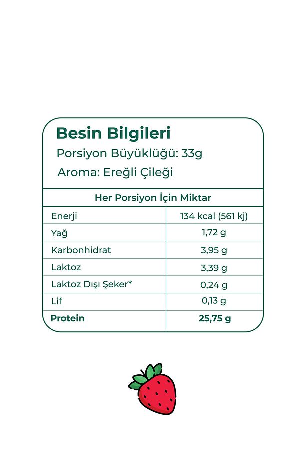 Doğal Whey Protein Tozu– Ereğli Çileği 748g- Liyofilize Çilek Tozu Içerir- Aspartam Yok - 3
