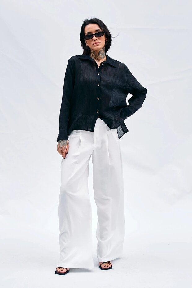 Kırışık Görünümlü Gömlek - 2