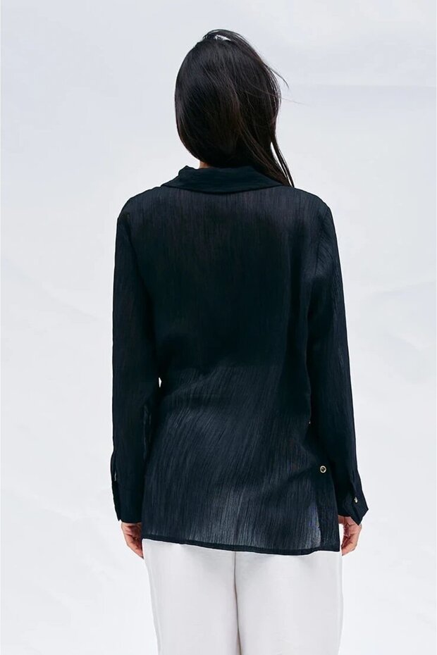 Kırışık Görünümlü Gömlek - 3