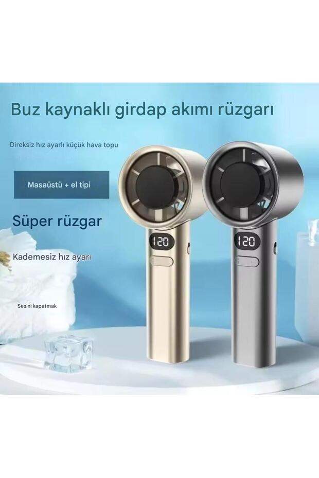 Hız ve Şarj Göstergeli, 120 Hız Ayarlı El Tipi Fan, Taşınabilir Mini Vantilatör, Şarjlı Soğutucu - 4