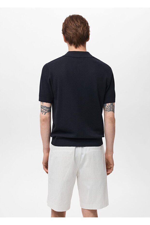 Fitilli örgü polo gömlek - 4