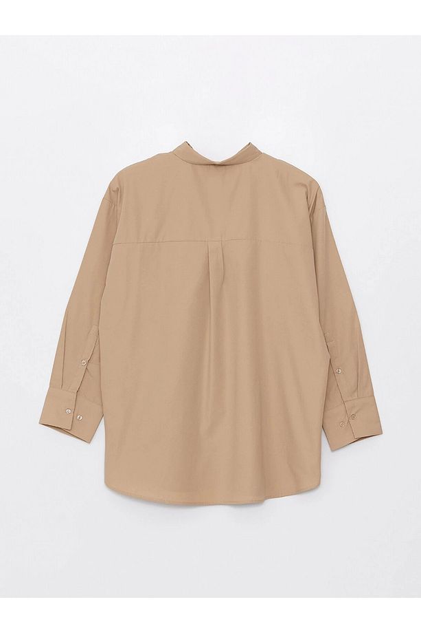 LCW Modest Kahverengi Düz Poplin Kadın Gömlek Tunik - 7