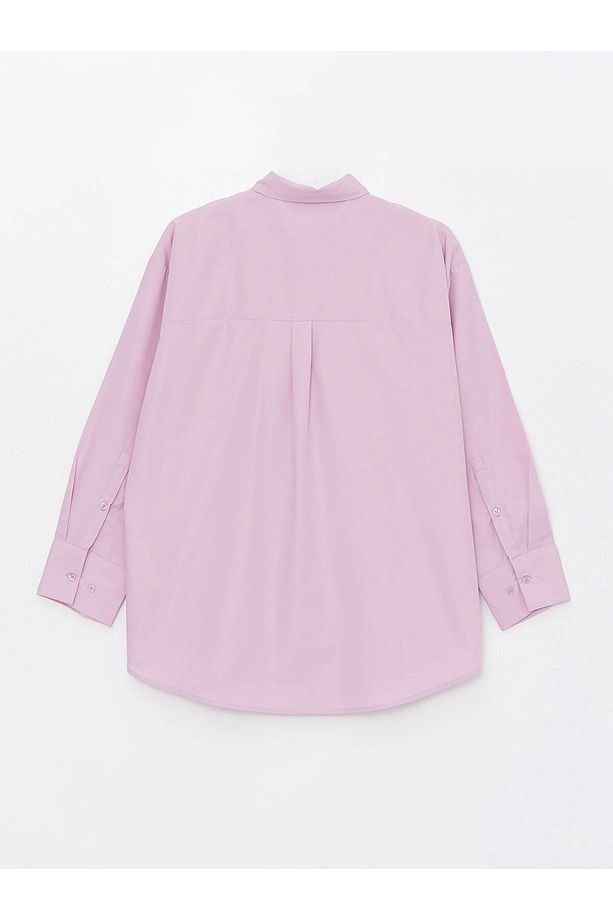 LCW Modest Lila Düz Poplin Kadın Gömlek Tunik - 7
