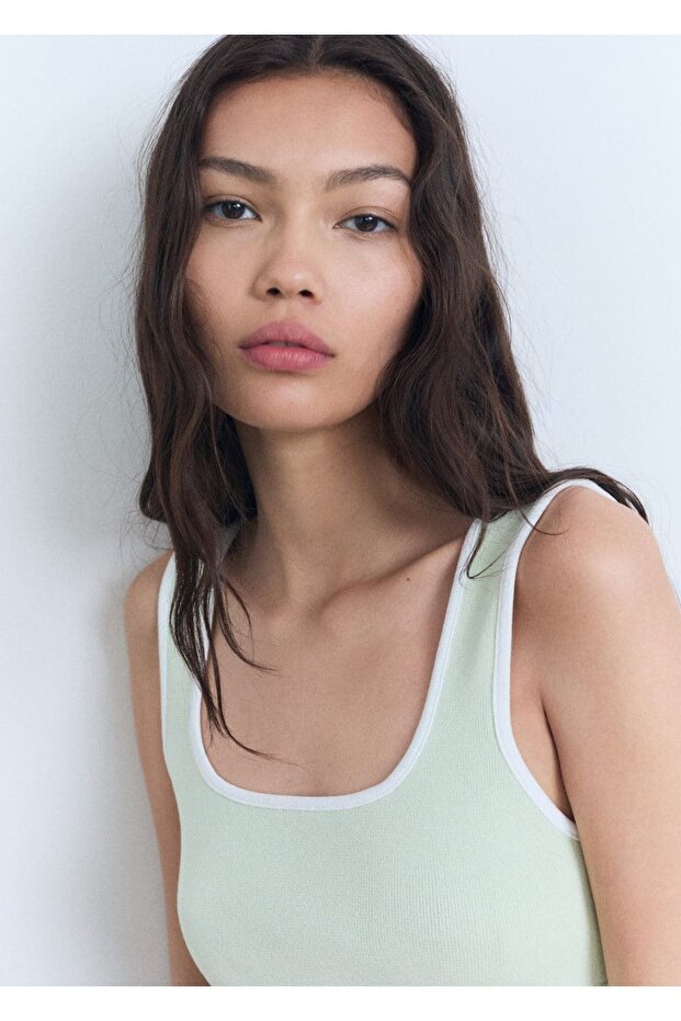 Kontrast yüzeyli triko bluz - 8