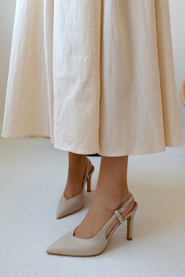 Mind Pointed Toe V Low-Cut Back Open Stiletto Evening Dress Heeled Women's Shoes
