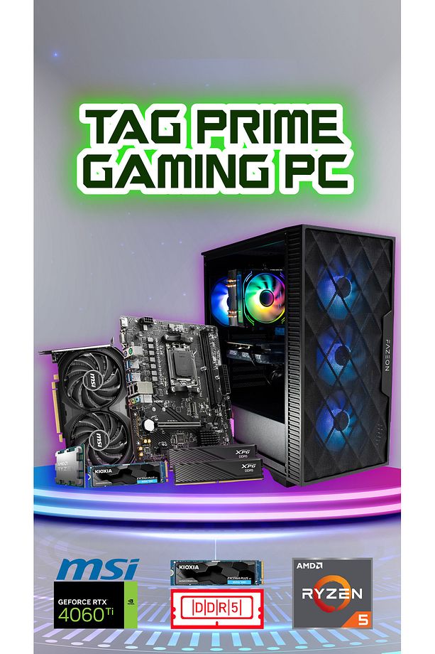 Tag Prime Bilgisayar Ryzen 5 7500f 32gb Ddr5 1tb M.2 Ssd Dual Geforce Rtx 4060 Ti Vga 650watt - 1
