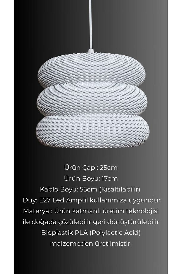 Jamesh Beyaz Mesh Yüzey Avize Yatak Odası,Oturma Odası Tasarım Tekli Sarkıt Avize (PLASTİK) E27 - 4