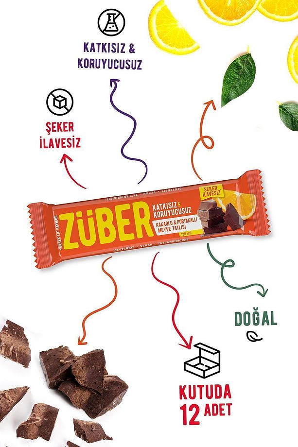Kakaolu Ve Portakallı Meyve Bar 40 Gr X 12 Adet - 5