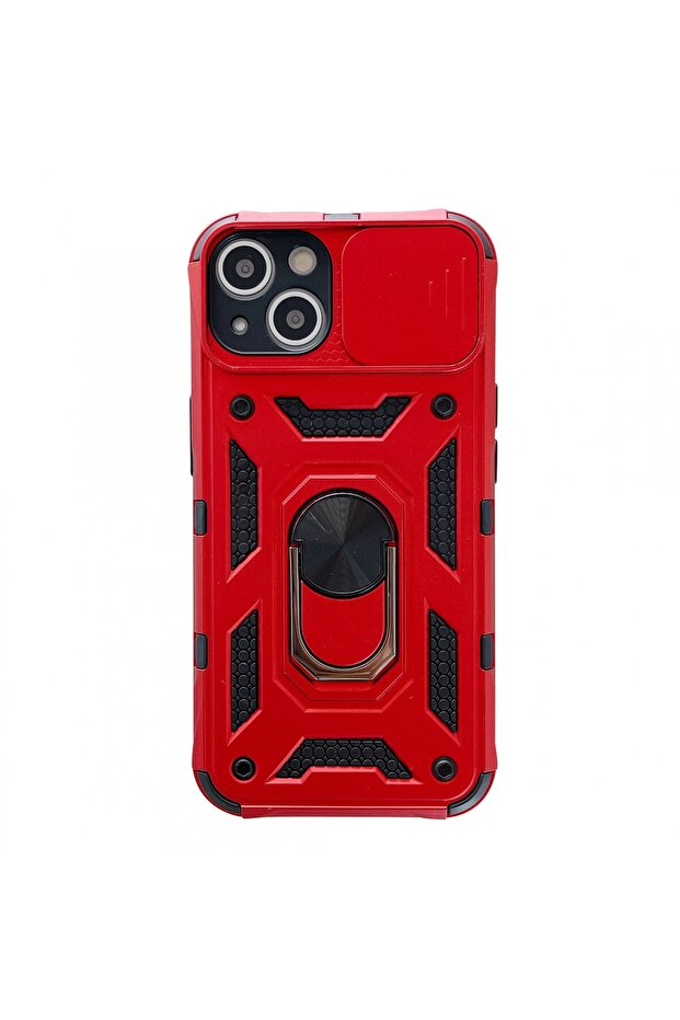 Protective case compatible with Apple iPhone 13 Defender Model 4 with stand, Red - 1