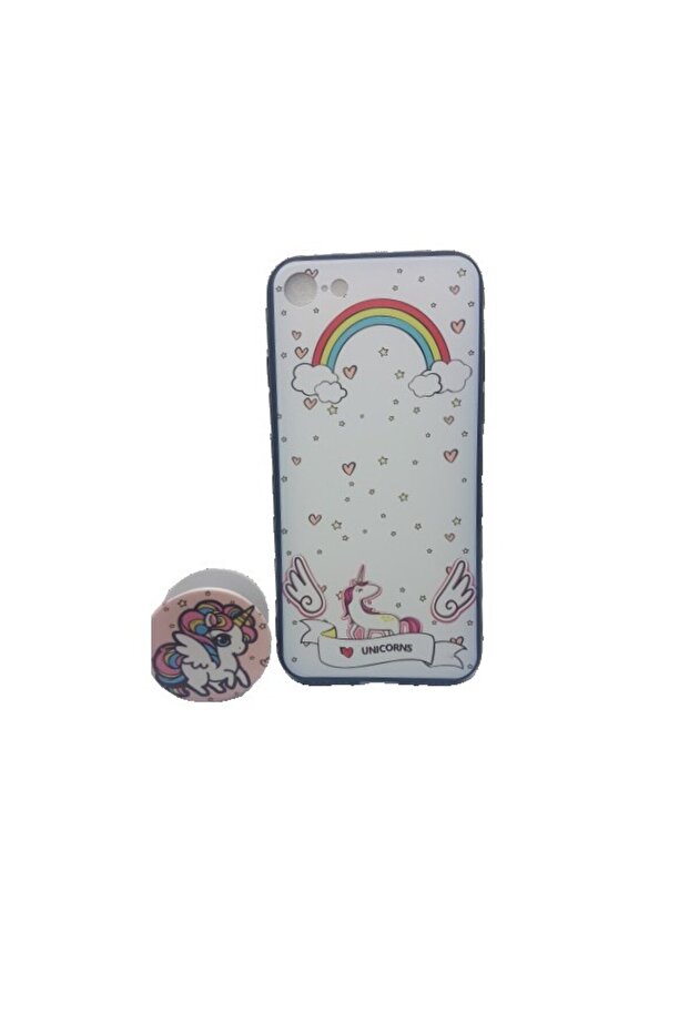 Husa iPhone XR Multicolor Model Unicorn + Popsocket inclus - 1