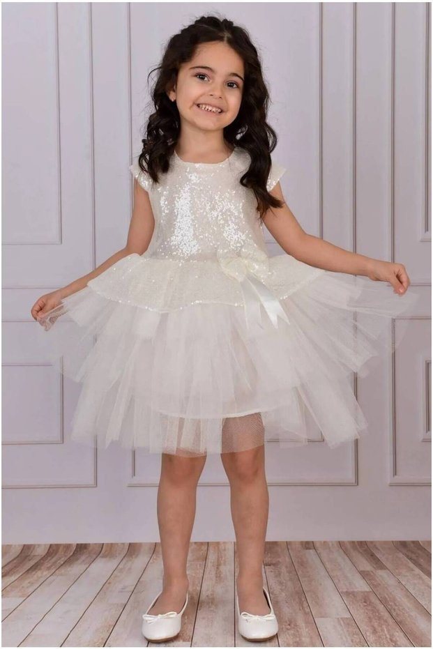 White Girl's Tulle Evening Dress Party and Birthday Dress 1/10 Years