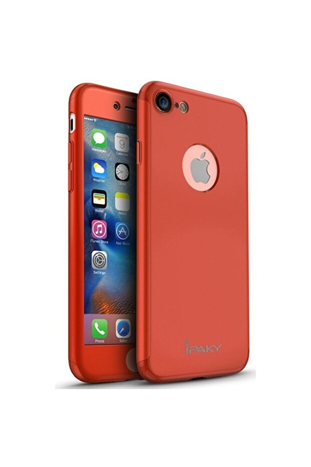 Full Cover 360 Case for Apple iPhone 7 Plus - Red + Free Screen Protector